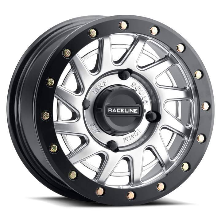 Raceline Squad Beadlock UTV A12SB 15x7 4 on 156 +38 Offset Hyper Silver Satin Black Beadlock Ring