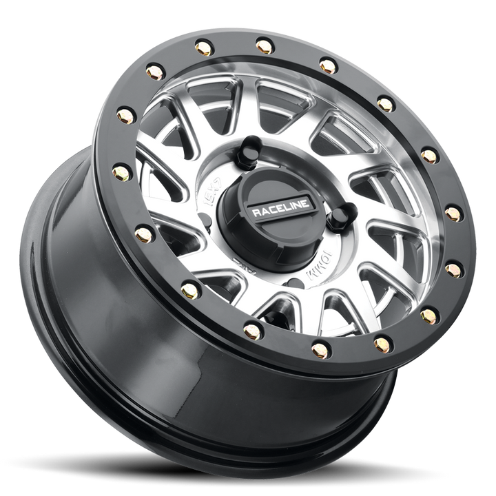Raceline Squad Beadlock UTV A12SB 15x7 4 on 156 +38 Offset Hyper Silver Satin Black Beadlock Ring