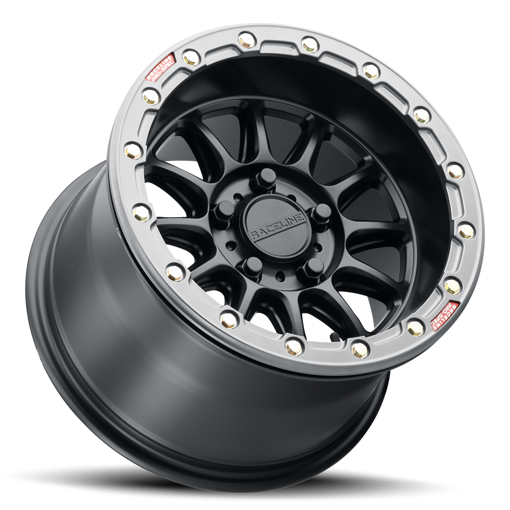 Raceline Alpha Beadlock UTV A14BG 15x7 5 on 114.3 +53 Offset Satin Black Gunmetal Beadlock Ring