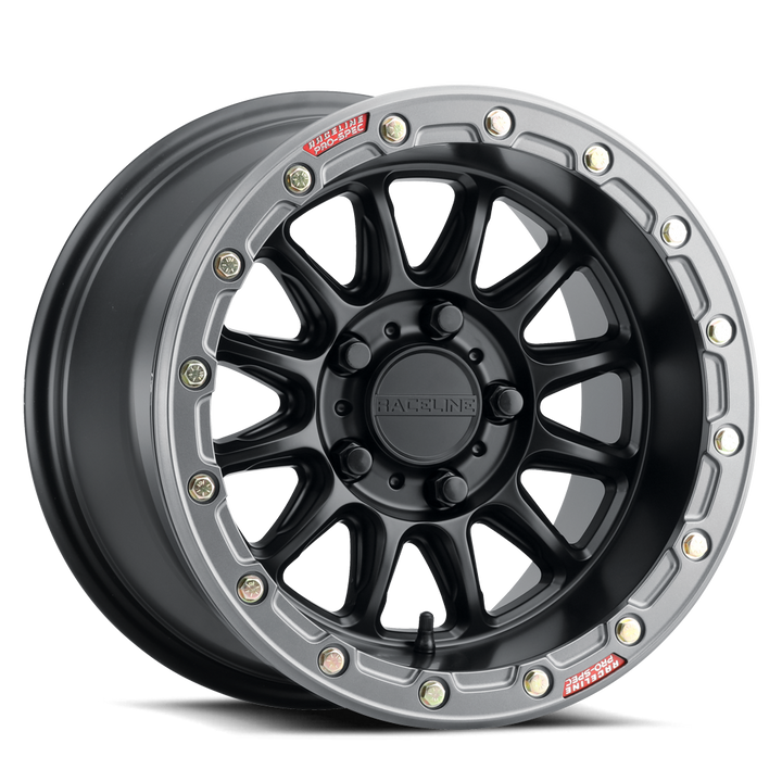 Raceline Alpha Beadlock UTV A14BG 15x7 5 on 114.3 +25 Offset Satin Black Gunmetal Beadlock Ring