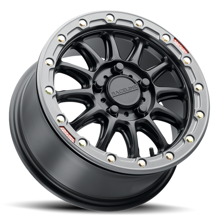 Raceline Alpha Beadlock UTV A14BG 15x7 5 on 114.3 +53 Offset Satin Black Gunmetal Beadlock Ring