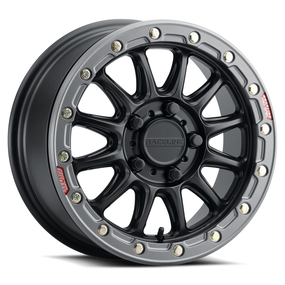 Raceline Alpha Beadlock UTV A14BG 15x7 5 on 114.3 +25 Offset Satin Black Gunmetal Beadlock Ring