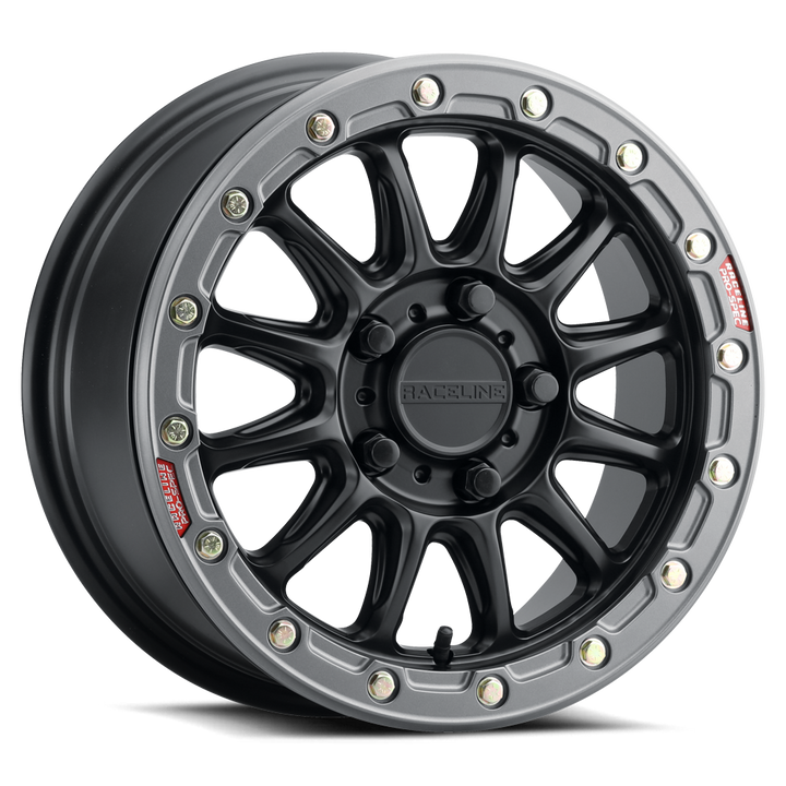 Raceline Alpha Beadlock UTV A14BG 15x10 4 on 137 +10 Offset Satin Black Gunmetal Beadlock Ring