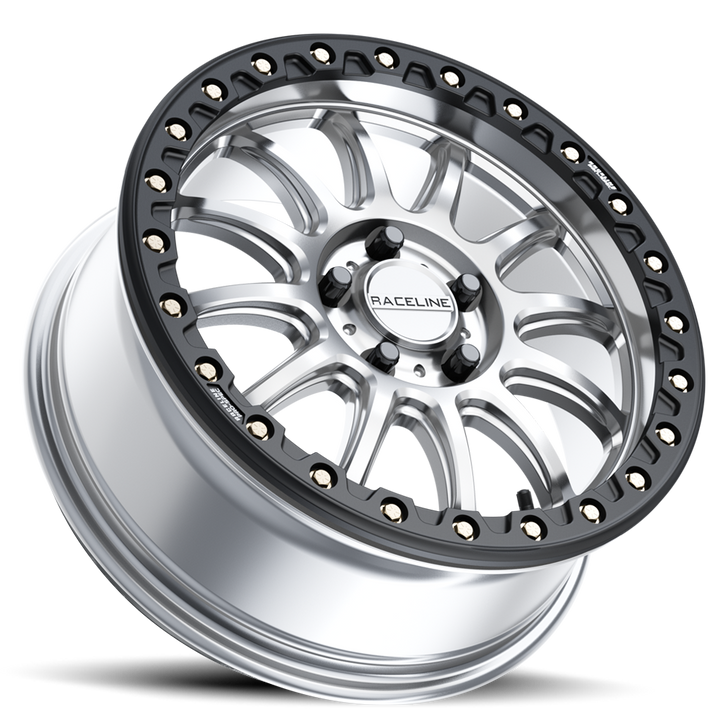 Raceline Alpha Beadlock UTV A14SB 15x10 4 on 156 +10 Offset Hyper Silver Black Beadlock Ring