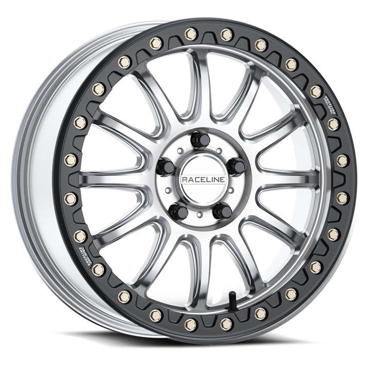 Raceline Alpha Beadlock UTV A14SB 17x7 4 on 137 +40 Offset Hyper Silver Black Beadlock Ring