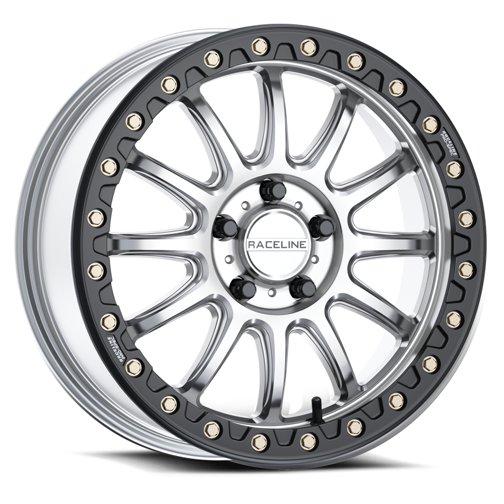 Raceline Alpha Beadlock UTV A14SB 17x7 5 on 114.3 +25 Offset Hyper Silver Black Beadlock Ring