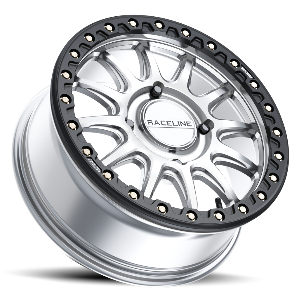 Raceline Alpha Beadlock UTV A14SB 15x10 4 on 156 +10 Offset Hyper Silver Black Beadlock Ring
