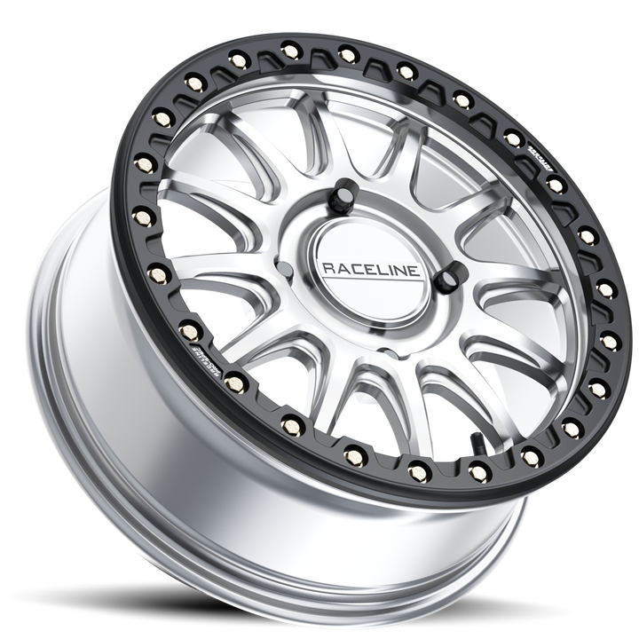 Raceline Alpha Beadlock UTV A14SB 15x10 4 on 156 +10 Offset Hyper Silver Black Beadlock Ring