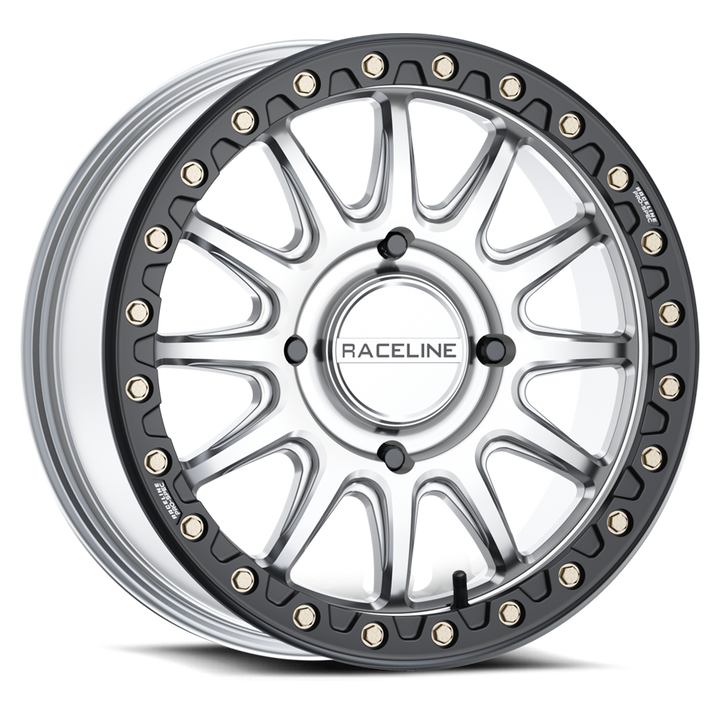 Raceline Alpha Beadlock UTV A14SB 17x7 5 on 114.3 +25 Offset Hyper Silver Black Beadlock Ring
