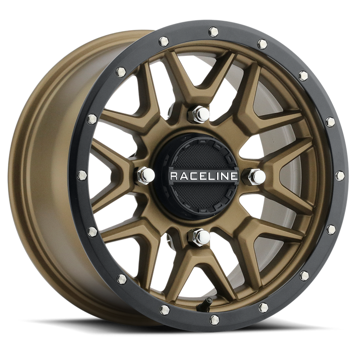 Raceline Krank Simulated Beadlock UTV A94BZ 14x7 4 on 137 +10 Offset Matte Bronze