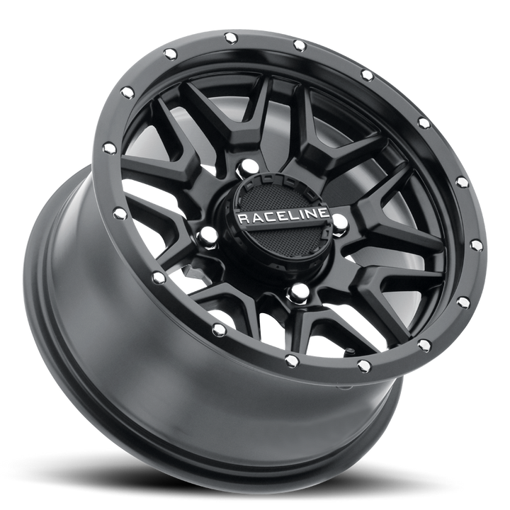 Raceline Krank Simulated Beadlock UTV A94B 14x7 4 on 137 +38 Offset Satin Black
