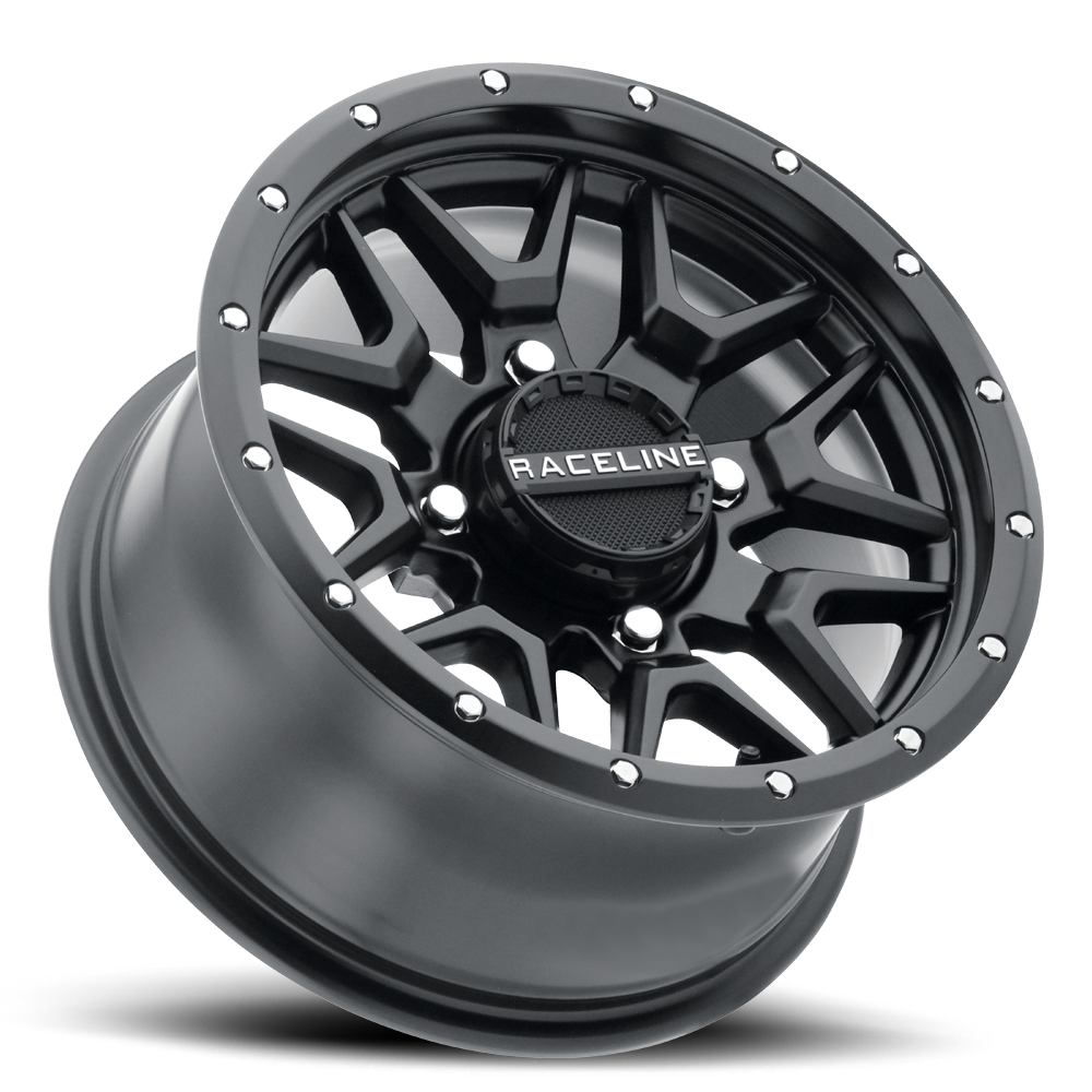 Raceline Krank Simulated Beadlock UTV A94B 15x7 4 on 156 +10 Offset Satin Black