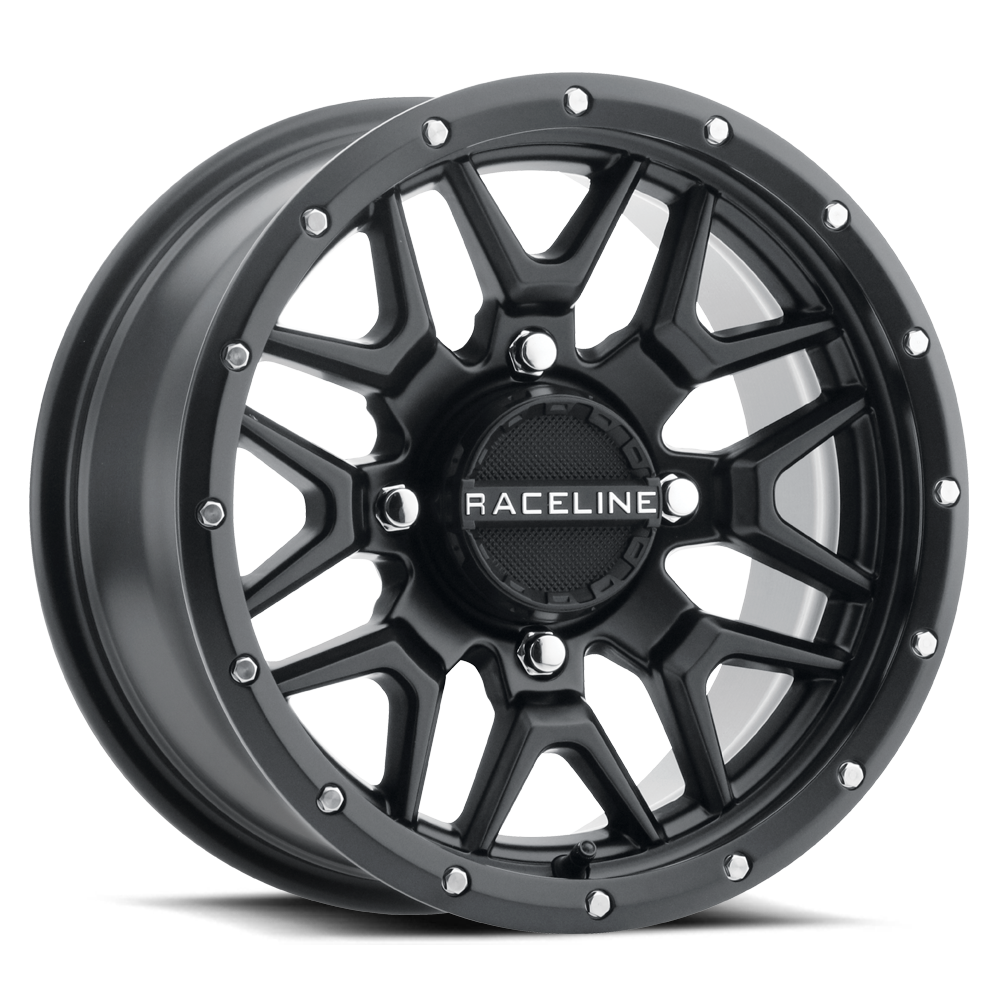 Raceline Krank Simulated Beadlock UTV A94B 15x7 4 on 156 +10 Offset Satin Black
