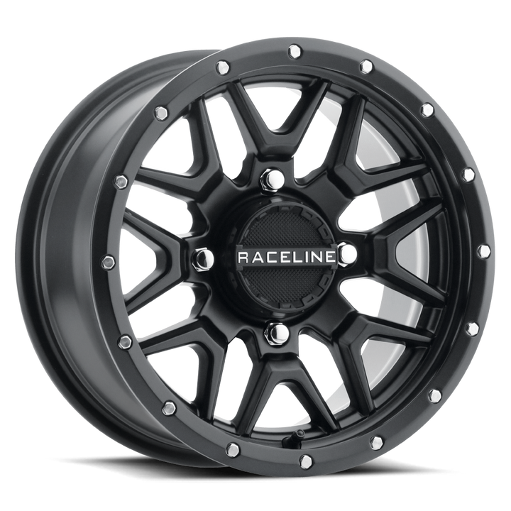 Raceline Krank Simulated Beadlock UTV A94B 14x7 4 on 137 +38 Offset Satin Black