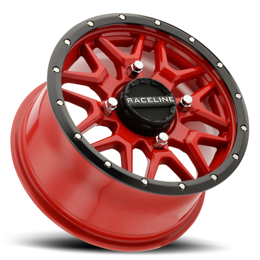 Raceline Krank Simulated Beadlock UTV A94R 14x7 4 on 137 +10 Offset Red