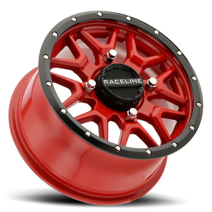 Raceline Krank Simulated Beadlock UTV A94R 14x7 4 on 137 +10 Offset Red