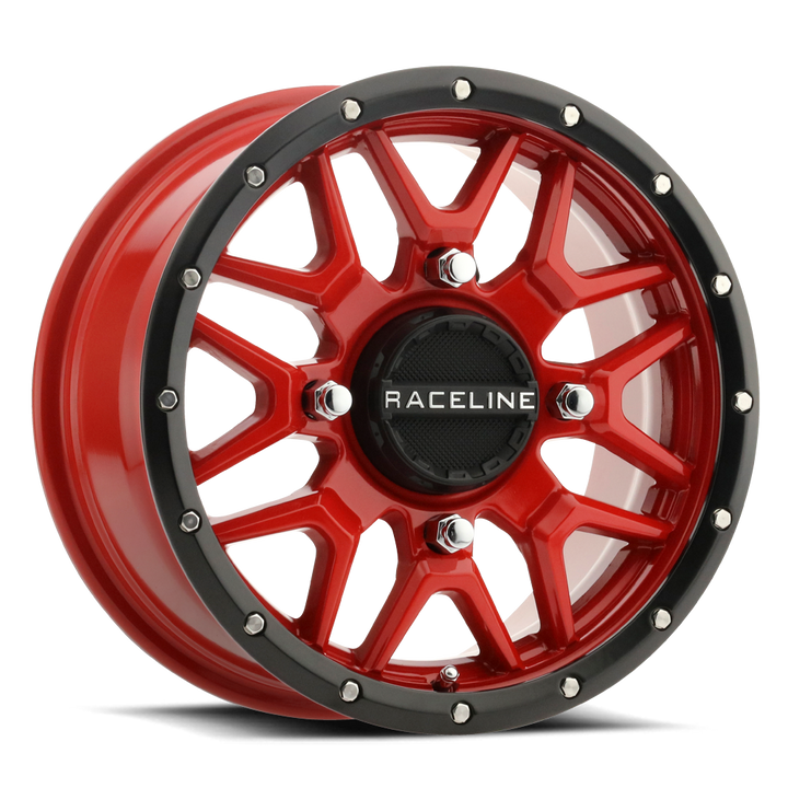 Raceline Krank Simulated Beadlock UTV A94R 14x7 4 on 156 +38 Offset Red