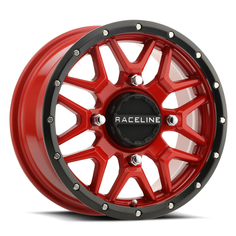 Raceline Krank Simulated Beadlock UTV A94R 14x7 4 on 156 +10 Offset Red