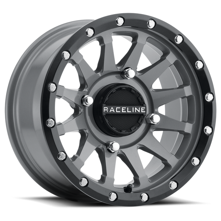 Raceline Trophy Simulated Beadlock UTV A95SG 14x7 4 on 137 +10 Offset Stealth Grey