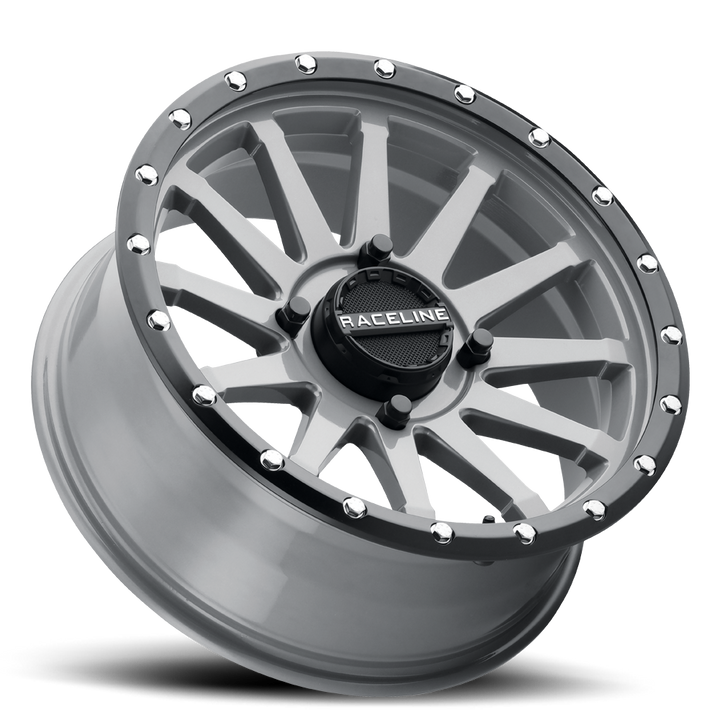 Raceline Trophy Simulated Beadlock UTV A95SG 14x7 4 on 137 +10 Offset Stealth Grey