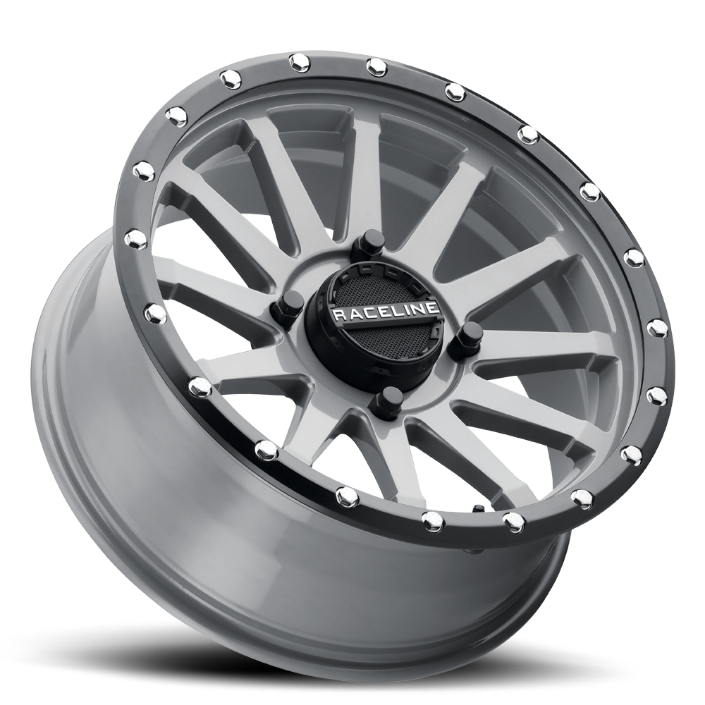 Raceline Trophy Simulated Beadlock UTV A95SG 14x7 4 on 156 +10 Offset Stealth Grey