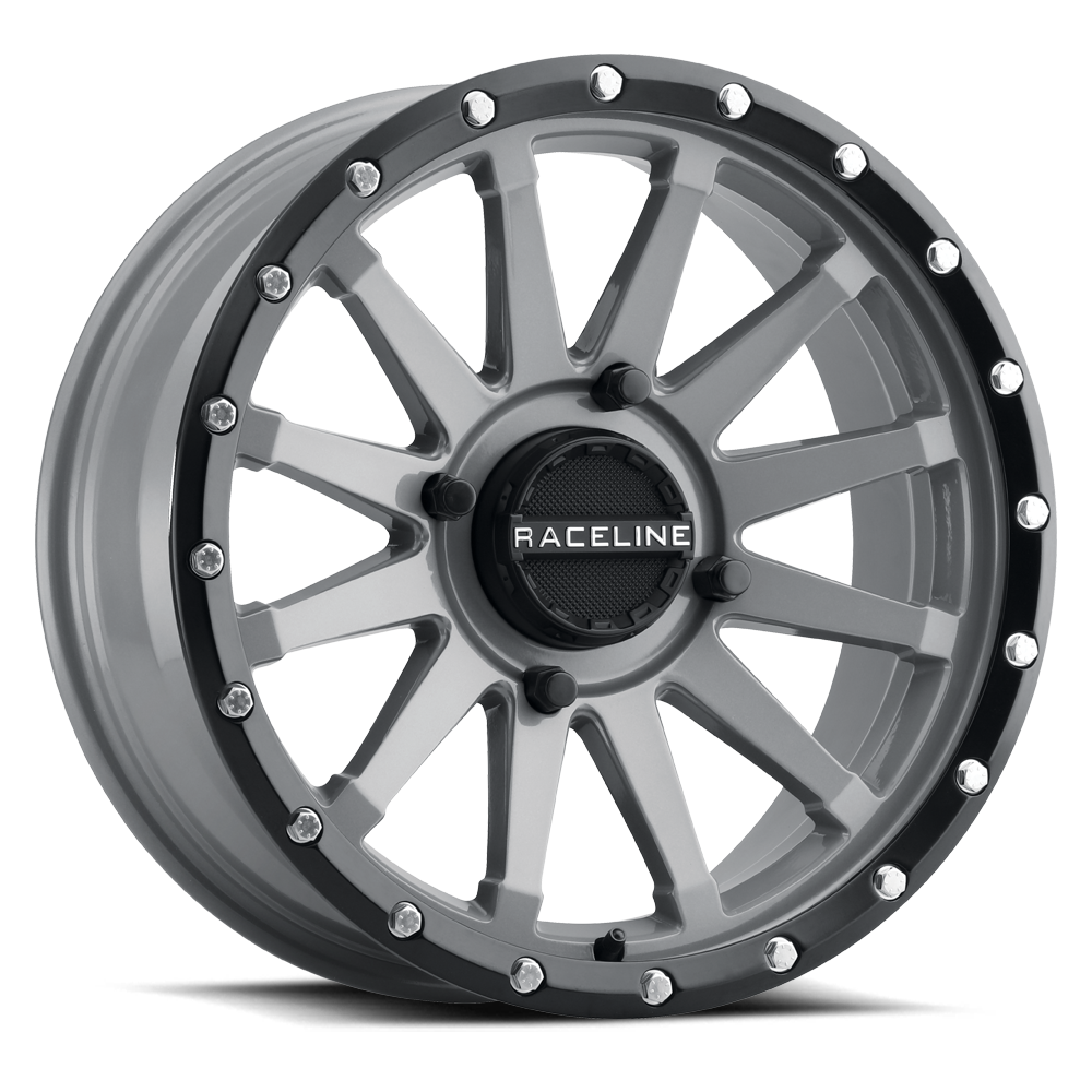 Raceline Trophy Simulated Beadlock UTV A95SG 14x7 4 on 156 +10 Offset Stealth Grey