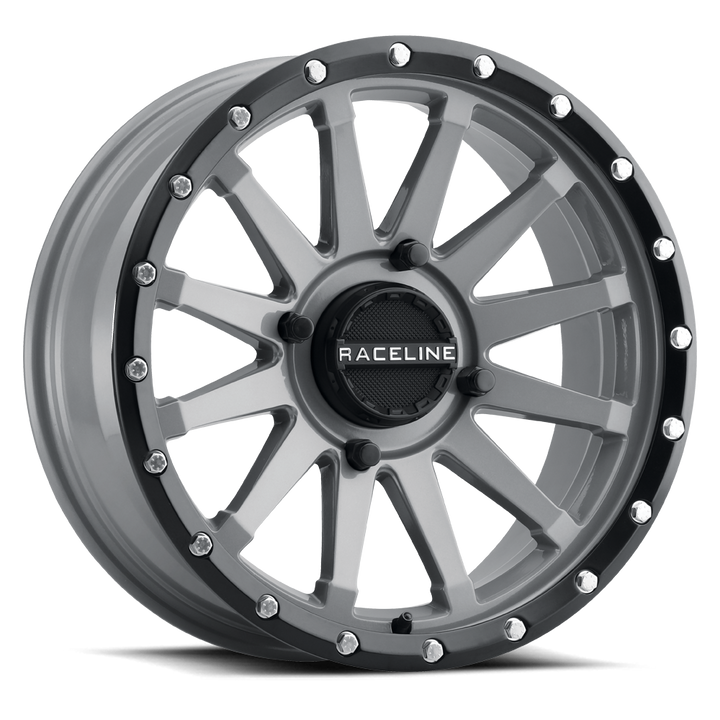 Raceline Trophy Simulated Beadlock UTV A95SG 14x7 4 on 156 +10 Offset Stealth Grey