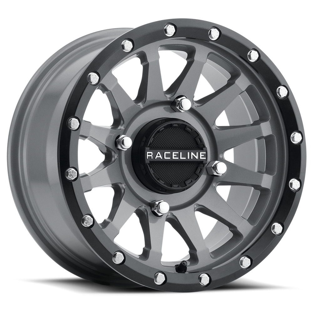 Raceline Trophy Simulated Beadlock UTV A95SG 14x7 4 on 156 +10 Offset Stealth Grey