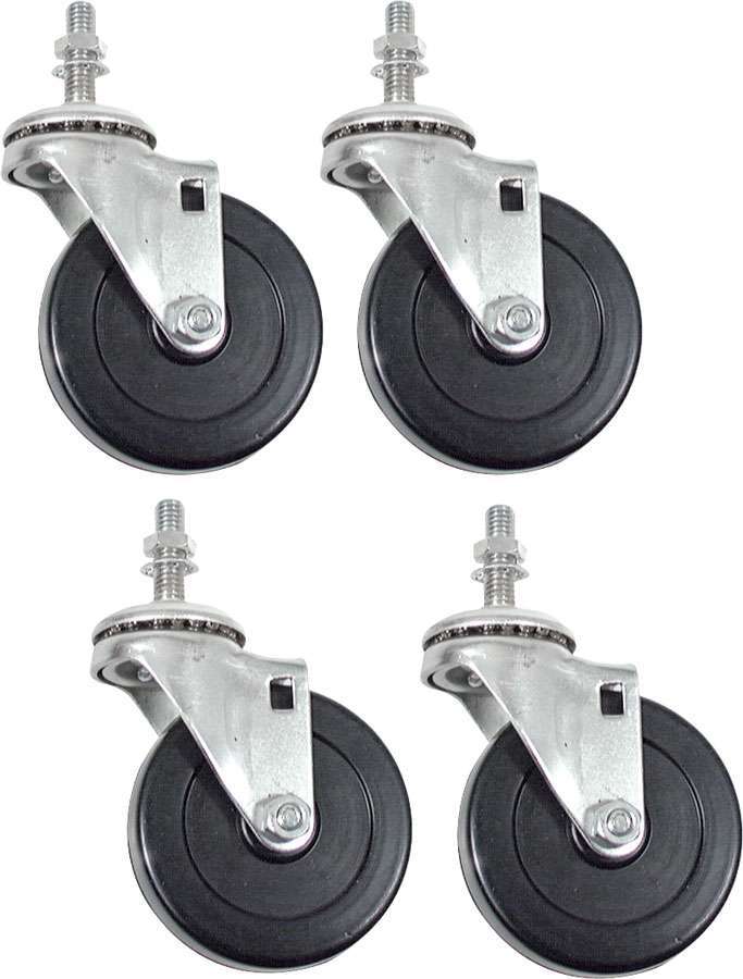Allstar Engine Cradle Casters Standard Duty 3/8" Studs 3" Wheels Rubber / Steel Set of 4 ALL10162