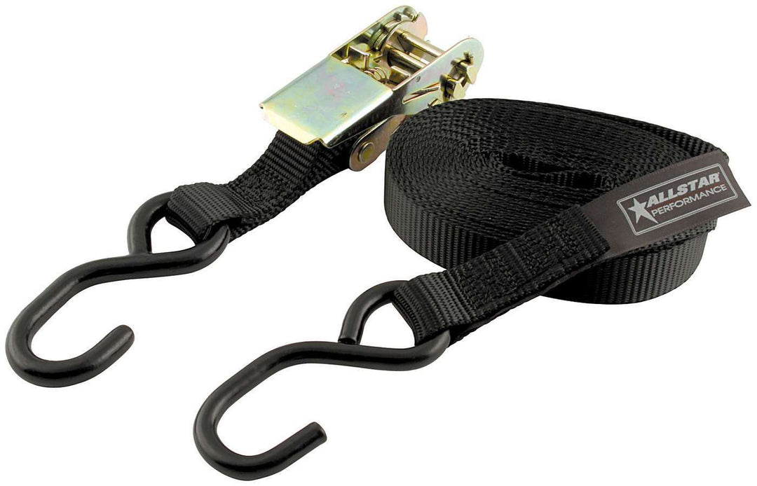 Allstar Ratchet Tie Down 1" Wide 8 ft 1000 lb Capacity Adjustable Black ALL10180