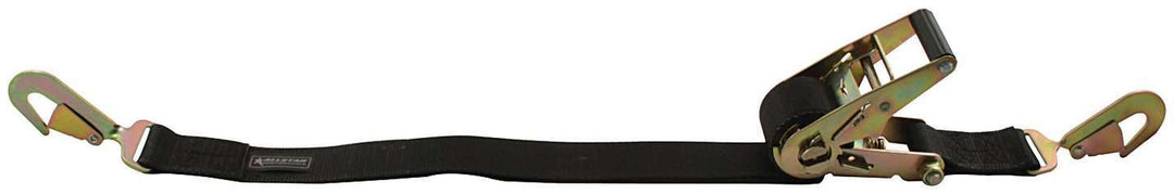 Allstar Ratchet Tie Down 2" Wide 8 ft 1660 lb Capacity Twisted Snap Hooks Nylon Webbing Black ALL10192