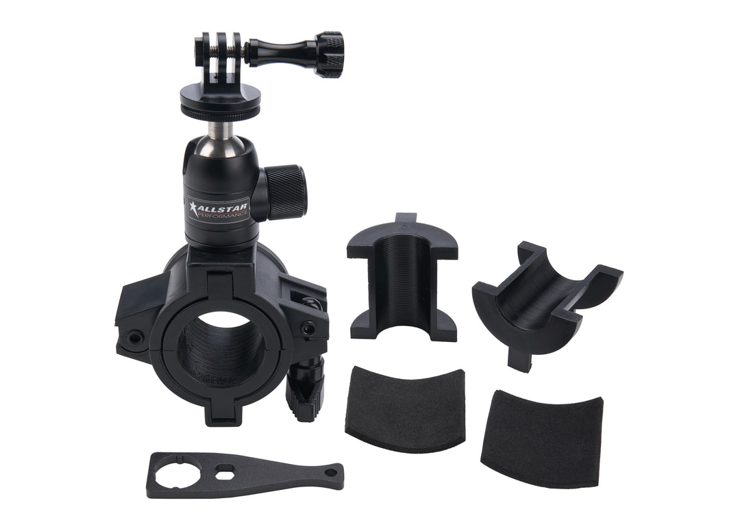 Allstar Camera Mount Clamp-On 1 to 1-1/2" Tube Mount Adjustable Go Pro Camera Plastic Black ALL10446