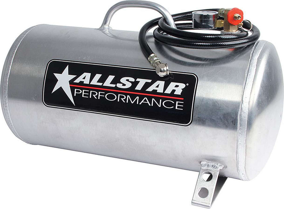 Allstar Compressed Air Tank Portable 5 gal 9" Diameter 20" Hose Included Aluminum Polished ALL10534