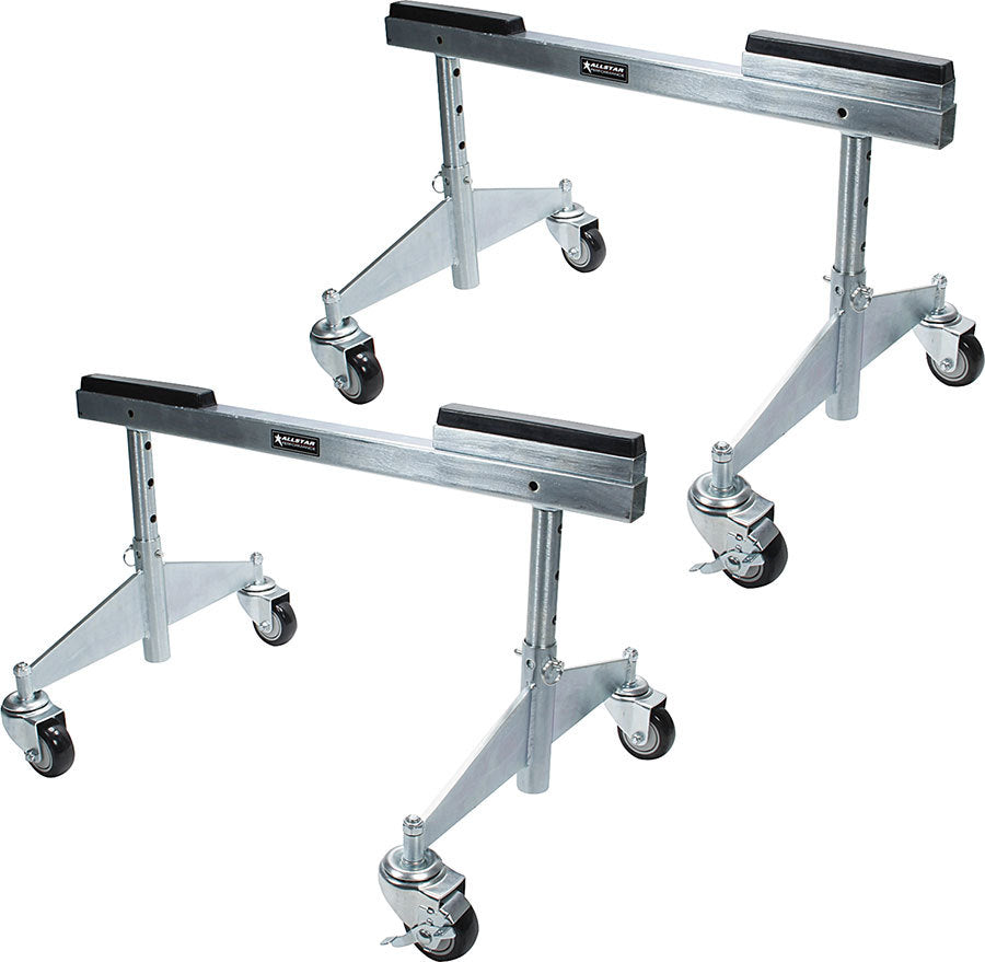 Allstar Chassis Dollies 30" Wide 13-19" Height Adjustable Collapsible Removable 1" Block Pair ALL10625