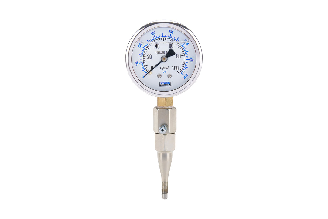 Allstar Brake Pressure Gauge 0-1400 psi Mechanical Analog 2-3/4" Diameter 1/4"-28 Thread White ALL11020