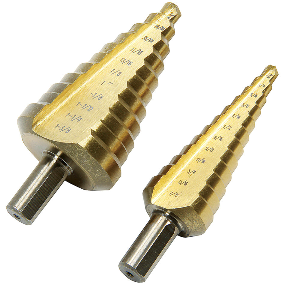 Allstar Drill Bit Step 3/16 to 7/8" 1/4 to 1-3/8 1/4" Hex Shank Steel Titanium Coated Kit ALL11041