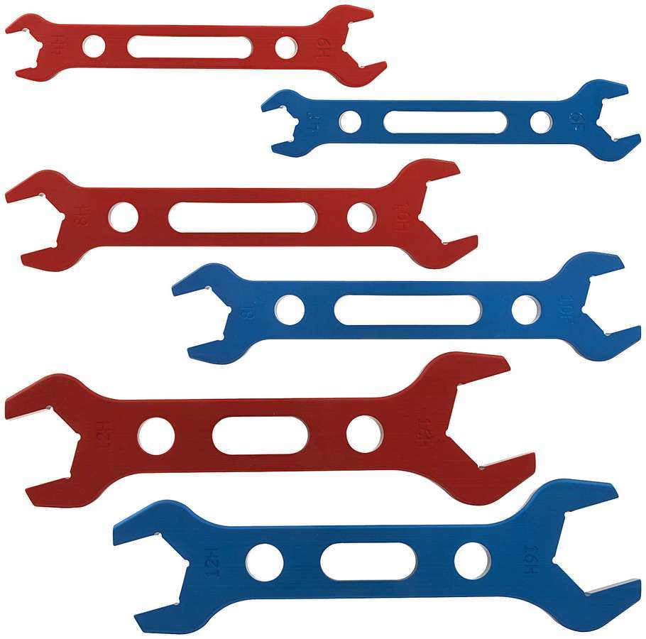 Allstar AN Wrench Set Double-End 6 Piece 4 AN to 16 AN Aluminum Blue / Red Anodized Kit ALL11120
