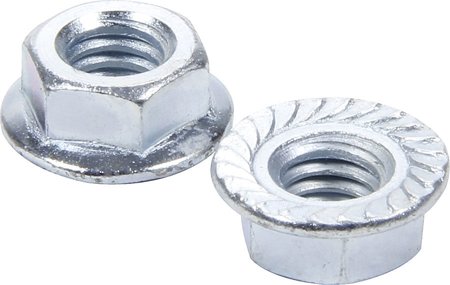 Allstar Nut Locking 5/16"-18 Thread Hex Head Serrated Flange Steel Natural Set of 10 ALL16041-10