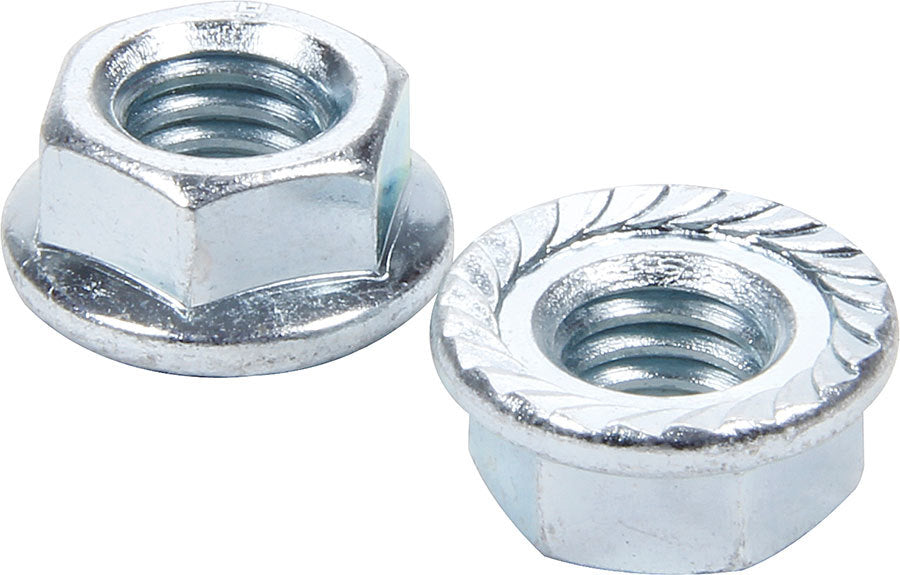 Allstar Nut Locking 3/8"-16 Thread Hex Head Serrated Flange Steel Natural Set of 10 ALL16042-10