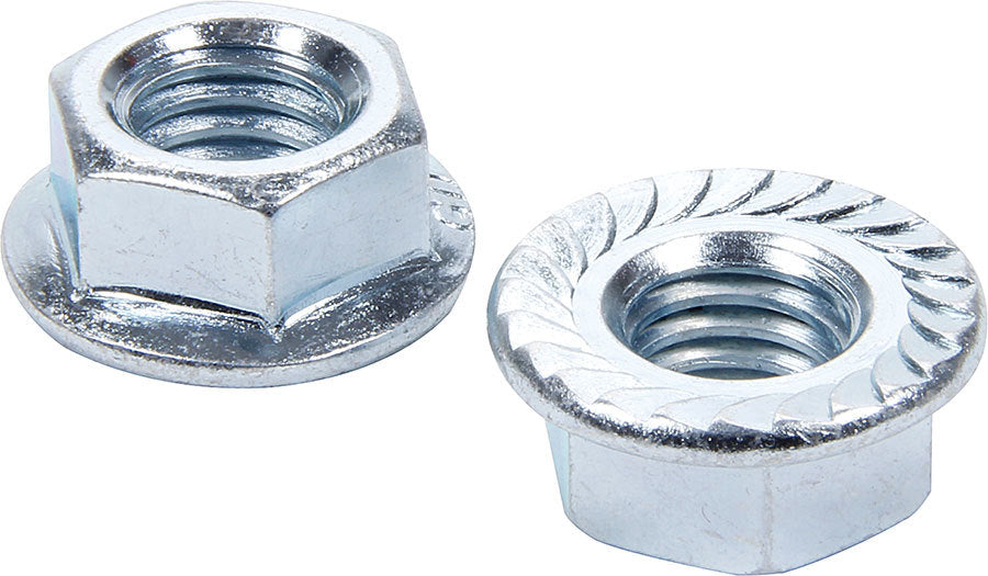 Allstar Nut Locking 1/2"-13 Thread Hex Head Serrated Flange Steel Natural Set of 10 ALL16044-10