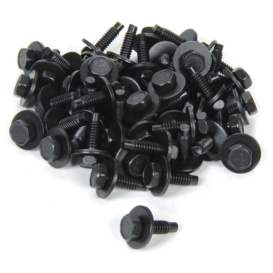 Allstar Body Bolt Kit 1/4"-20 Thread 0.75" Hex Head Steel Black Oxide Set of 50 ALL16550-50