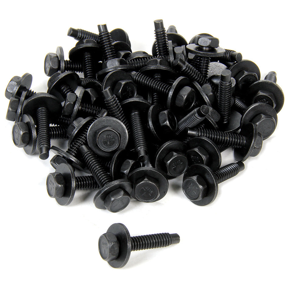 Allstar Body Bolt Kit 1/4"-20 Thread 1.125" Hex Head Steel Black Oxide Set of 50 ALL16553-50
