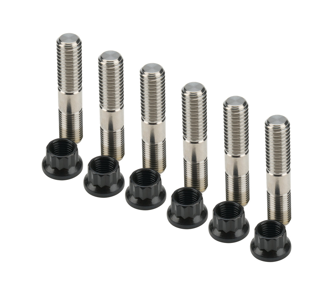 Allstar Torque Tube Stud 3/8"-16 Base Thread 3/8"-24 Top Thread 1.875" 12 Point Nuts Set of 6 ALL17030