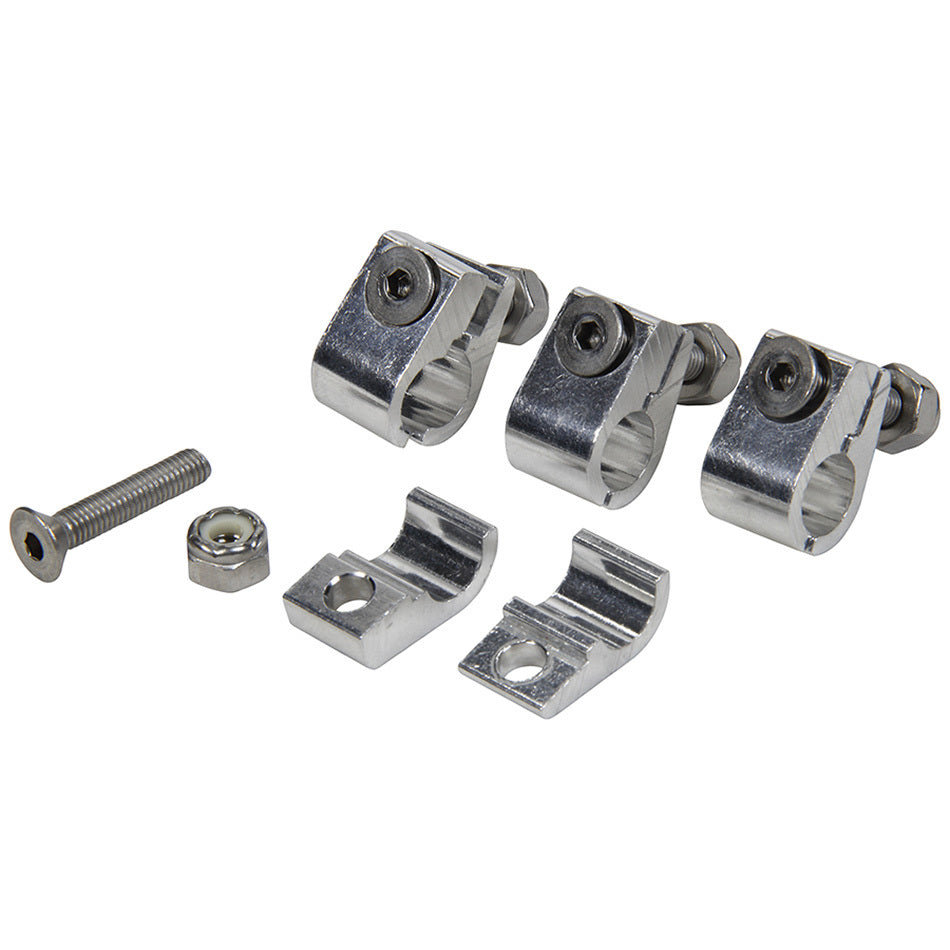 Allstar Line Clamp 2-Piece 0.375" ID Aluminum Polished Set of 4 ALL18323