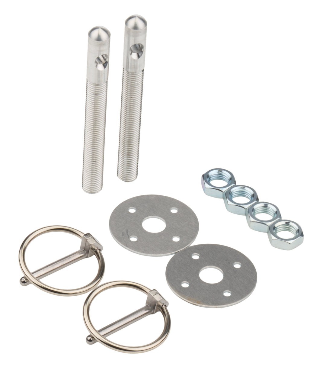 Allstar Hood Pin 0.375" OD x 3.5" 1.5" OD Scuff Plates 0.188" Torsion Clips Aluminum Clear Kit ALL18480