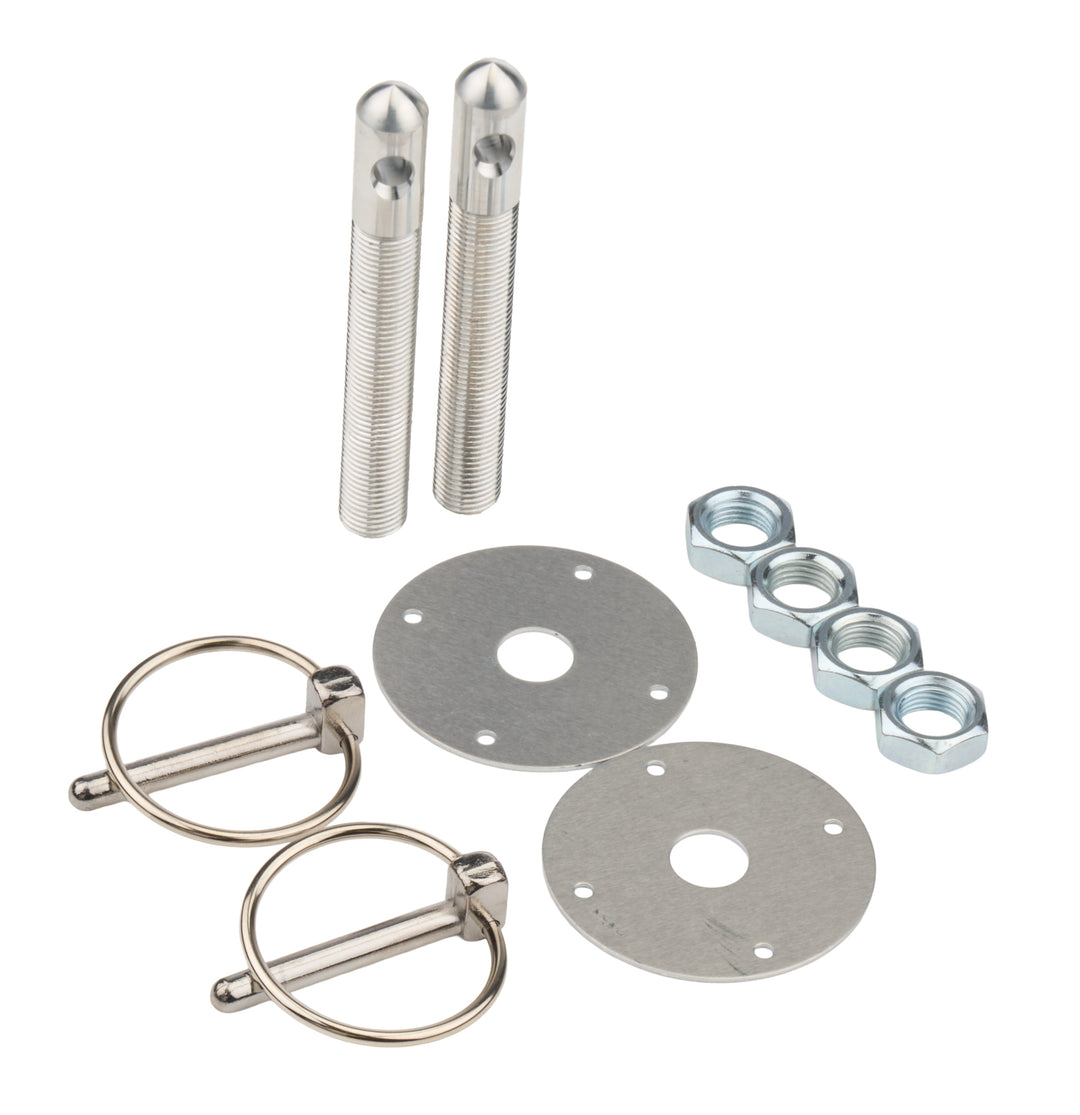 Allstar Hood Pin 0.5" OD x 4" 2.25" OD Scuff Plates 0.25" Torsion Clips Aluminum Clear Kit ALL18500