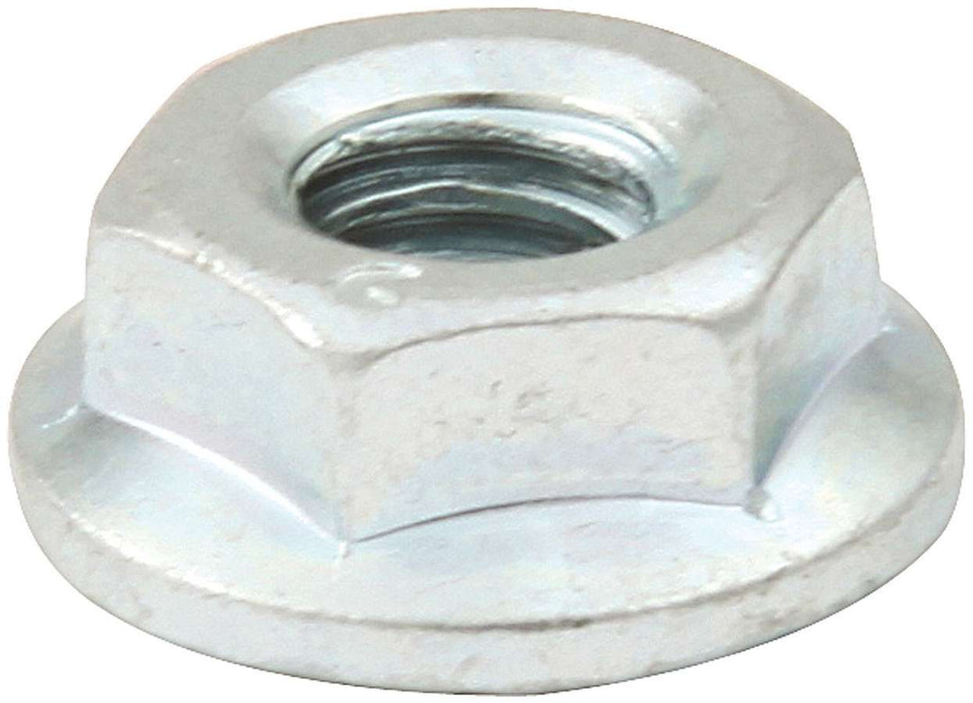 Allstar Nut Locking 1/4"-20 Thread Hex Head Serrated Flange Steel Zinc Oxide Universal Set of 10 ALL18557