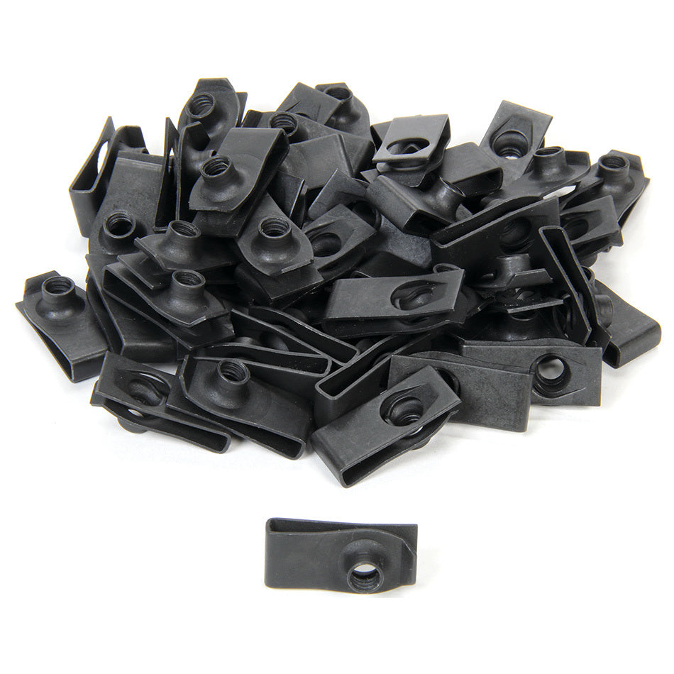 Allstar Body Bolt Clips Long 1/4"-20 Thread Steel Black Oxide Set of 50 ALL18564-50