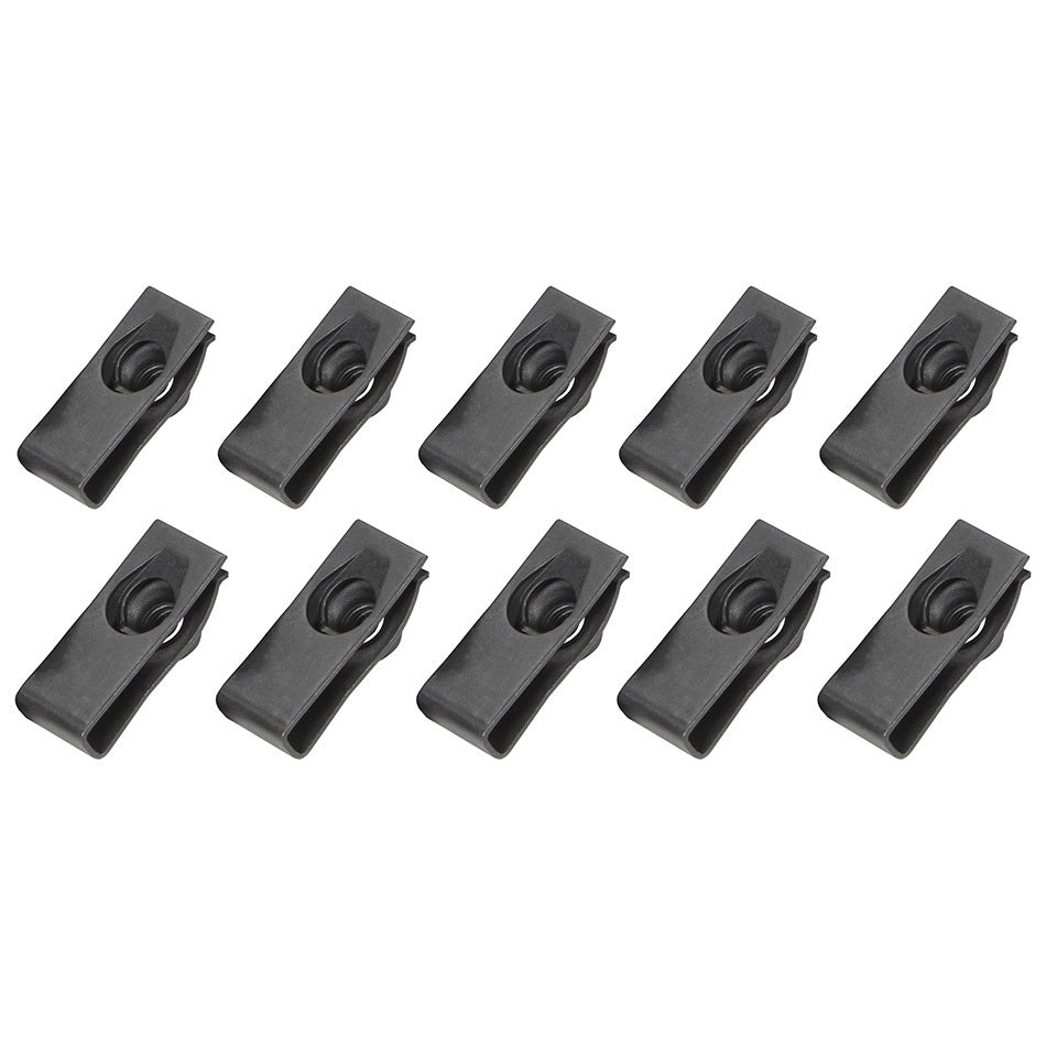 Allstar Body Bolt Clips Long 1/4"-20 Thread Steel Black Oxide Set of 10 ALL18564