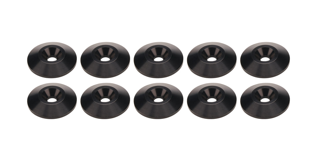 Allstar Countersunk Washer Number 10 Hole 1" OD 0.188" Thick Aluminum Black Anodized Set of 10 ALL18661